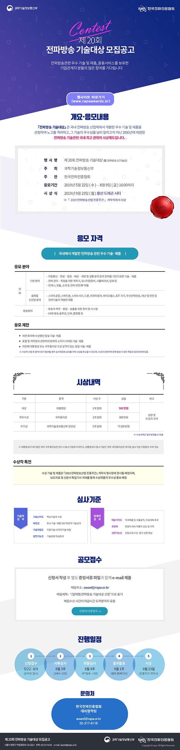 [한국전파진흥협회] '제20회 전파방송 기술대상' 안내